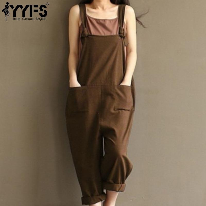 YYFS Women's Fashion Casual Summer Spring Solid Color Print Sleeveless Suspenders Loose Waistlinet Trousers Jumpsuits & Rompers