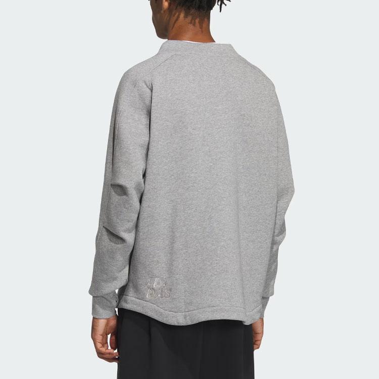 adidas All Szn Series Men Solid Color Letter Logo Embroidery Oversized Long Sleeve Knit Cardigan Medium Gray IX6815