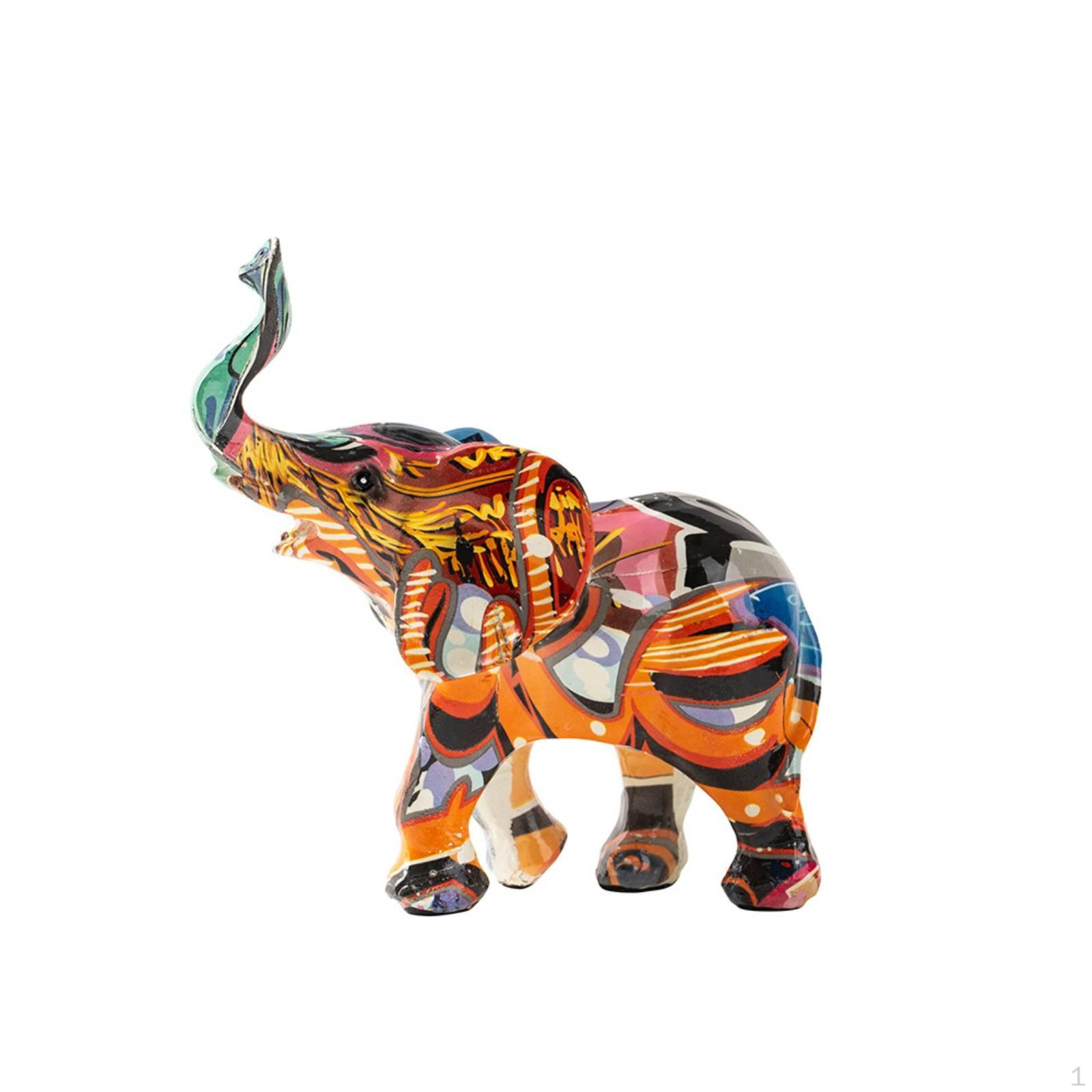 Elephant Figurine Graceful Pachyderm Statue Glossy Tabletop Ornament for 13CM Graffiti