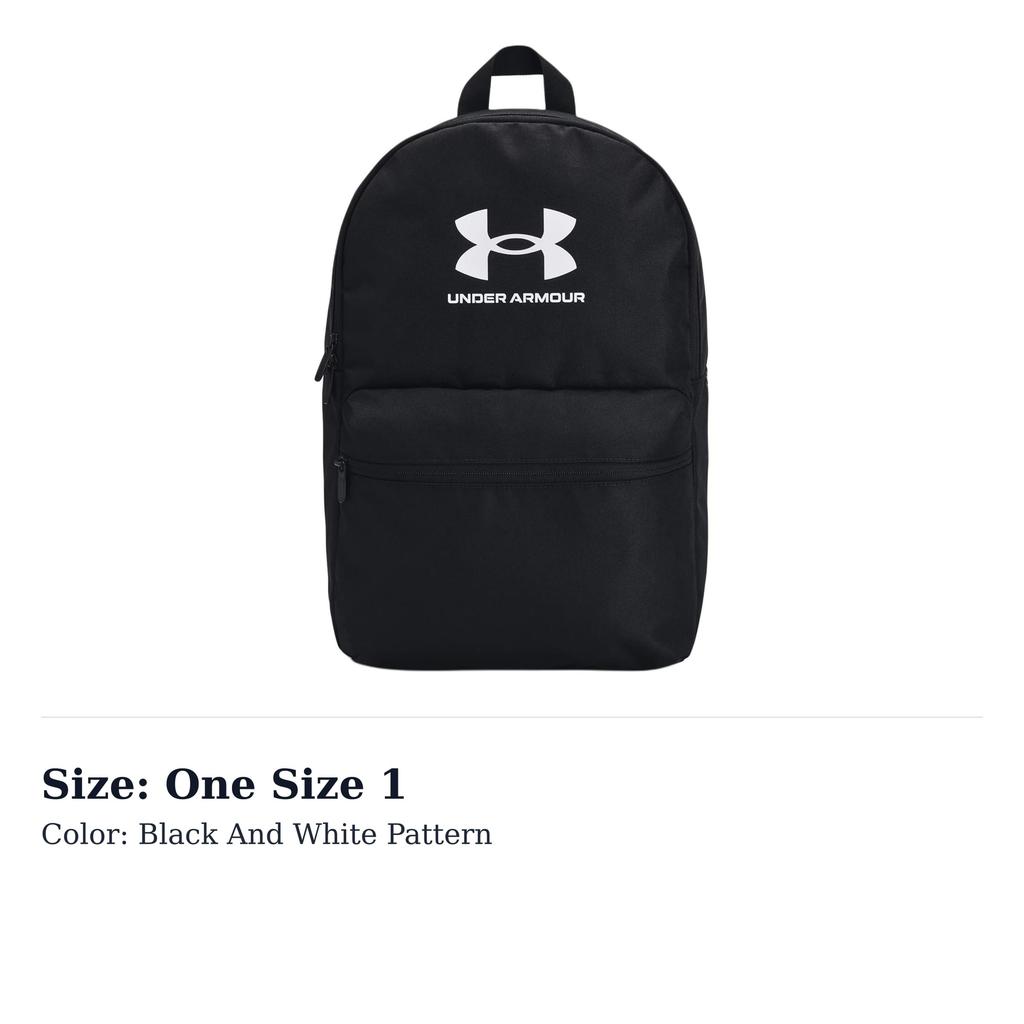 Under Armour Polyester Backpack Regular Unisex Black & White 1380476001