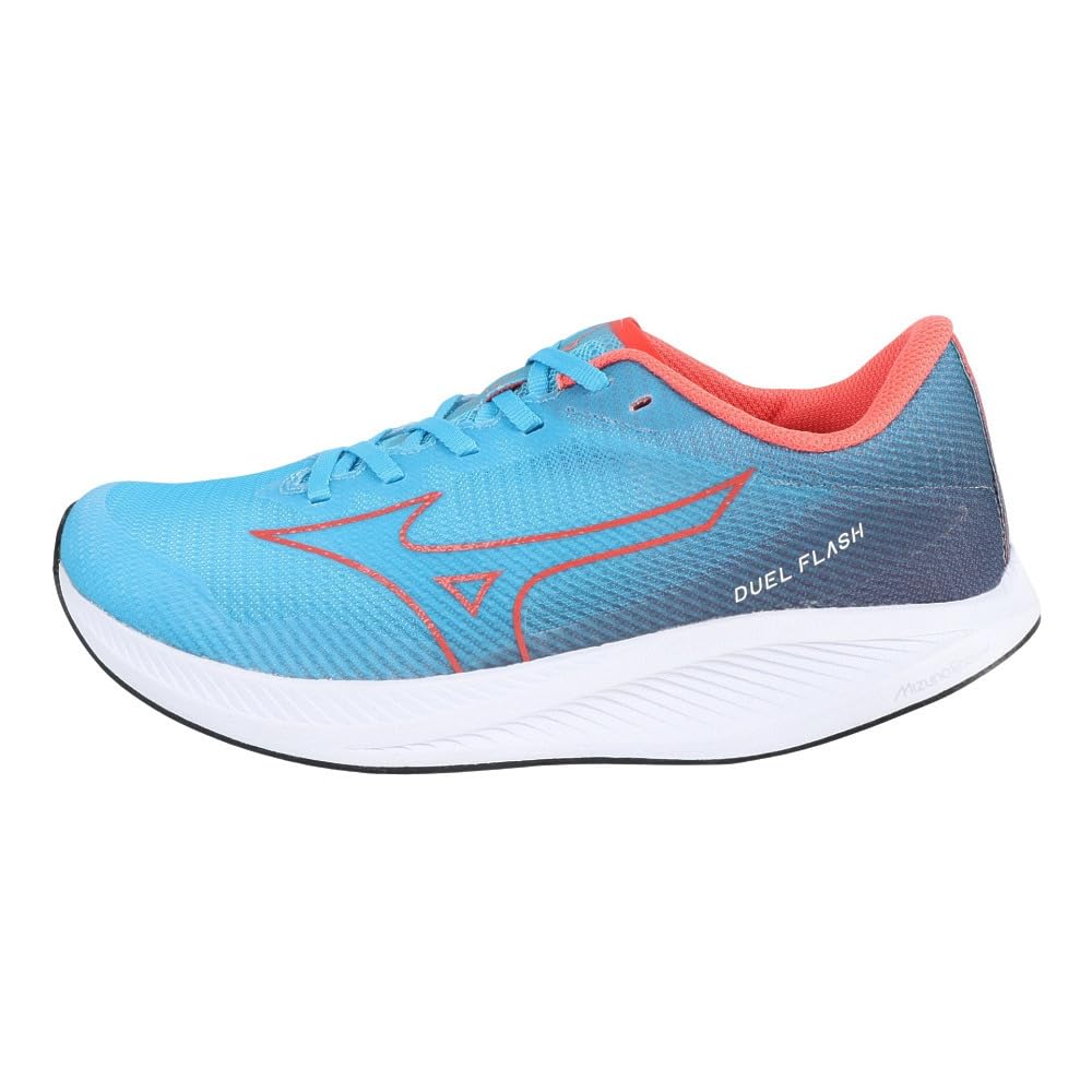 Mizuno Duel Flash Running Shoes, Lightweight, Cushioned, Track and Field, Men's, Light Blue x Coral, Size 25.5 cm, 2E