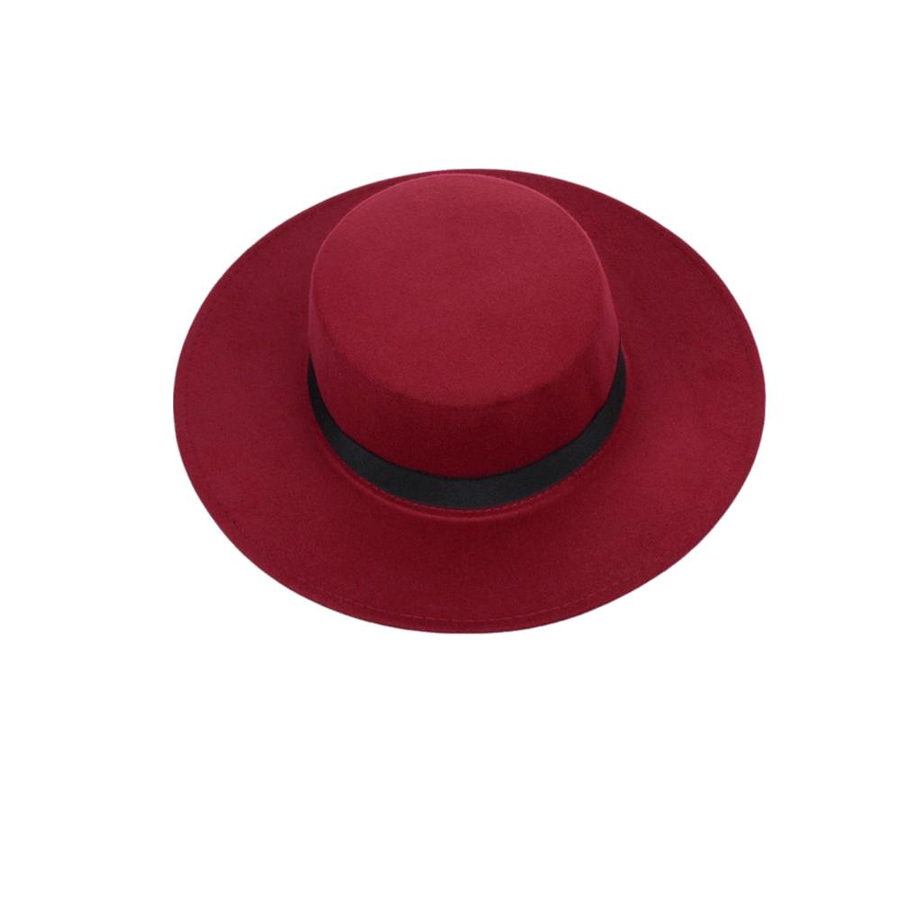 Solid Color Men's Felt Hat British Style Women Jazz Hat Trendy Woolen Flat Top Hat  Winter
