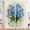 2 Stück 2D Flachdruck Vorhänge Vergissmeinnicht Bouquet Stoff Ohne Strom Weihnachtsdekorationen Verwendung für Tür Wand Hof