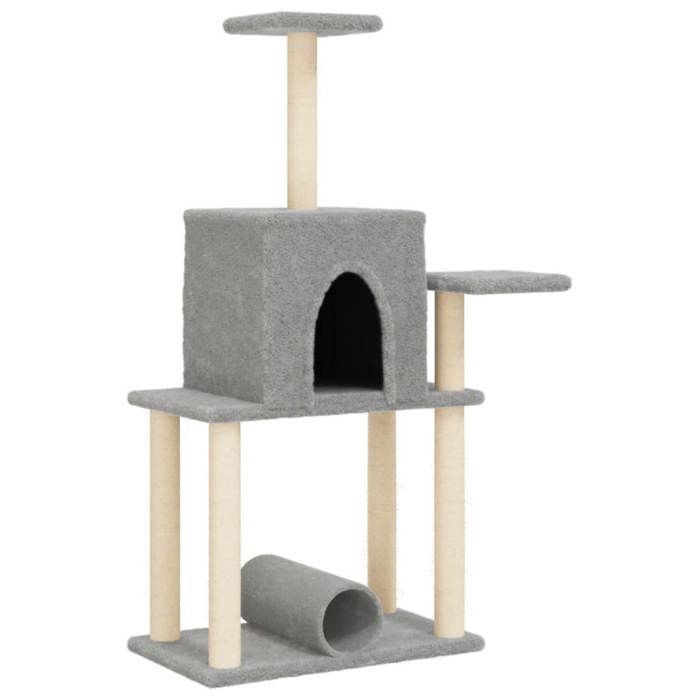 VidaXL Cat Tree with Sisal Scratching Posts Light Grey 122 Cm 172089