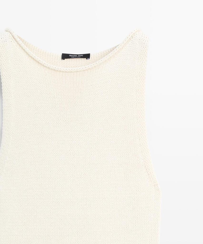Masimodutti 100% Cotton Contrast Knit Midi Dress