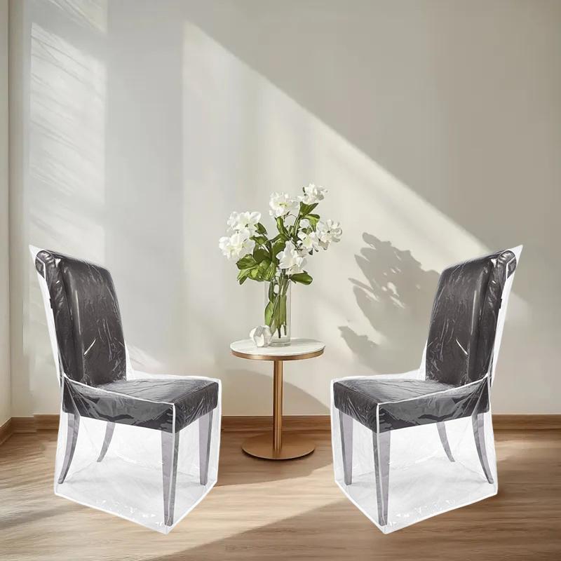 Plastic Dining Chair Covers Waterproof Pvc Seat Chair Protector Short/Medium/Long Seat Dustproof Cover For Home Kitchen Bedroom