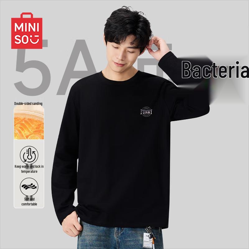 MINISO Men s Fleece Lined Crewneck T-Shirt 3XL
