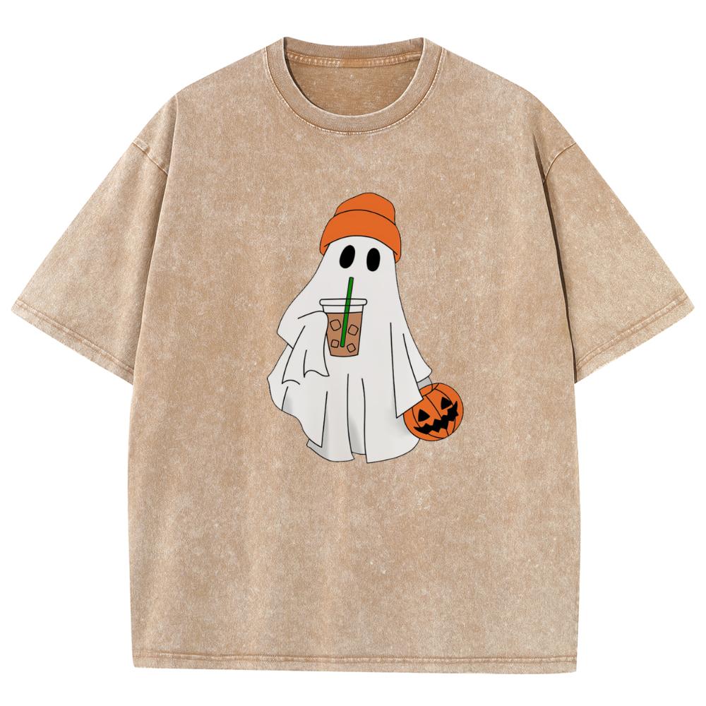 

Женская выстиранная футболка оверсайз с принтом привидения и тыквы на Хэллоуин, черная, эластичная, дышащая, с коротким рукавом, унисекс, милый забавный топ 3XL