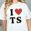 Y2k Aesthetic Summer T-Shirt Vintage Women T-Shirts Cotton Kawaii I Love TS Aesthetic Clothes Fashion Harajuku Womens Clothes