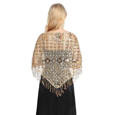 Sciarpa Triangolare con Nappe di Paillettes per Spose e Damigelle - Elegante Scialle da Sera per Feste o Wrap per Cheongsam