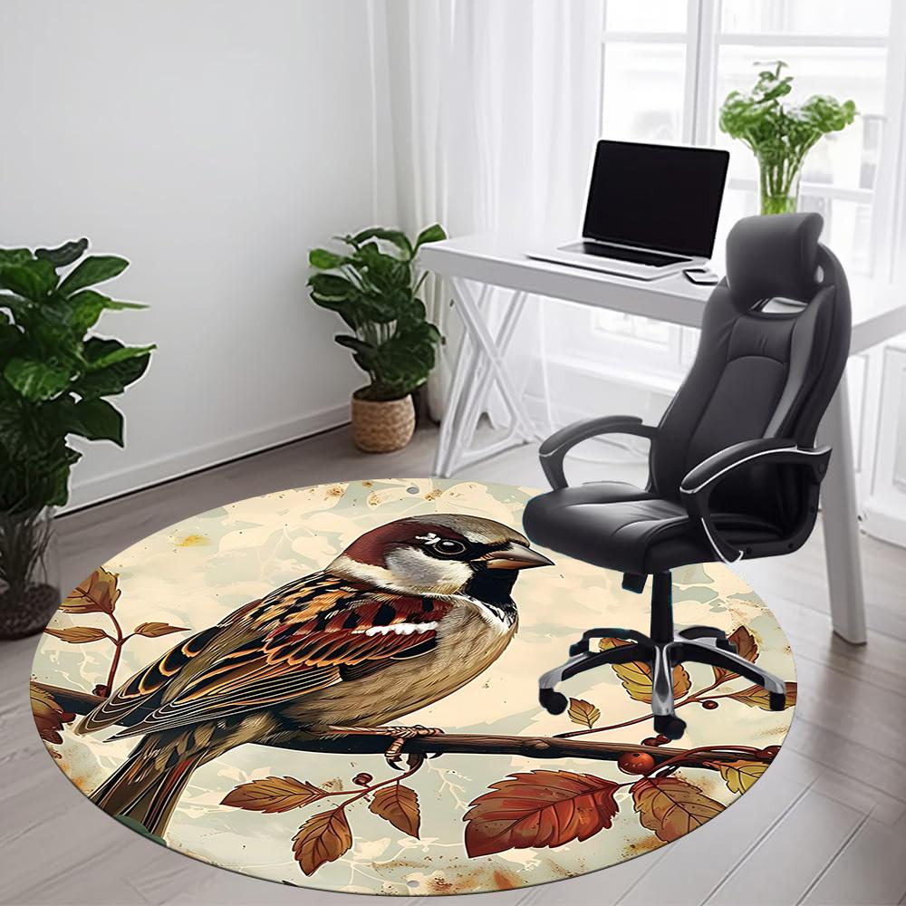 1PC Bird Office Round Area Rug, Mat Suitable For Office, Under Office Chairs Bedroom Living Room Home Decor, Room Deco