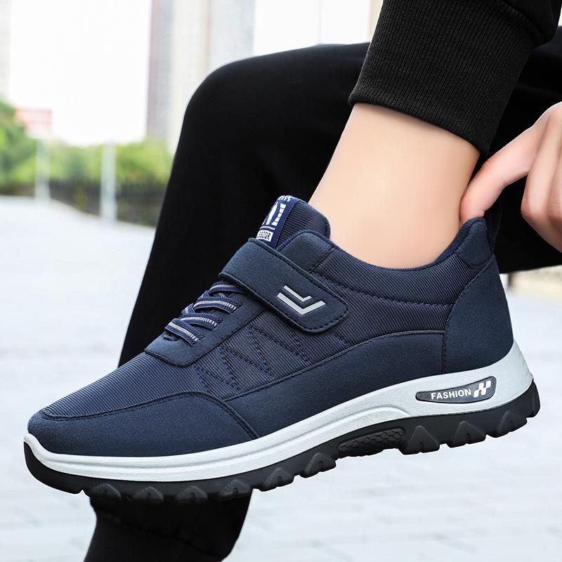Shoes Men'S Autumn Middle-Aged Men'S Walking Shoes Soft Sole Velcro Couple Casual Sneakers