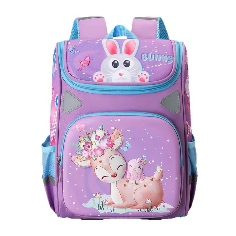 Kids 3D Cartoon Backpack School Lightweight Ergonomic Dual-Shoulder Bag With Reflective Safety Stripes Nylon Grades 1-2