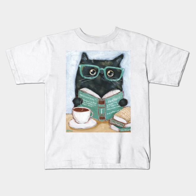 Boys Girls Soft Cotton Graphic Tees Books For Cats Breathable Daily School Wear Kids T-Shirts
