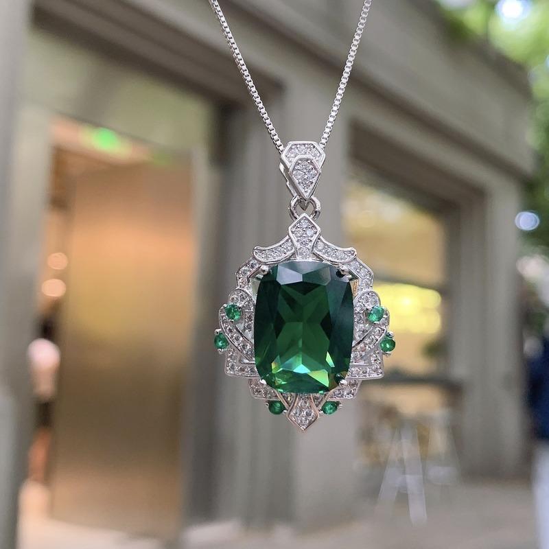 

SACE GEMS классический роскошный зеленый циркон женский кулон ожерелье модный подарок зелёный