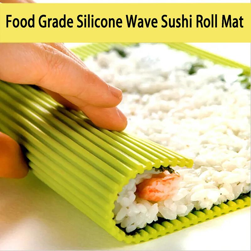 Alfombrillas de Silicona para Sushi DIY Lavables Reutilizables Molde para Rollos de Sushi Alfombrilla Elástica para Enrollar Alimentos Enrollador de Arroz para Rollos Almohadilla para Rollos de Pastel