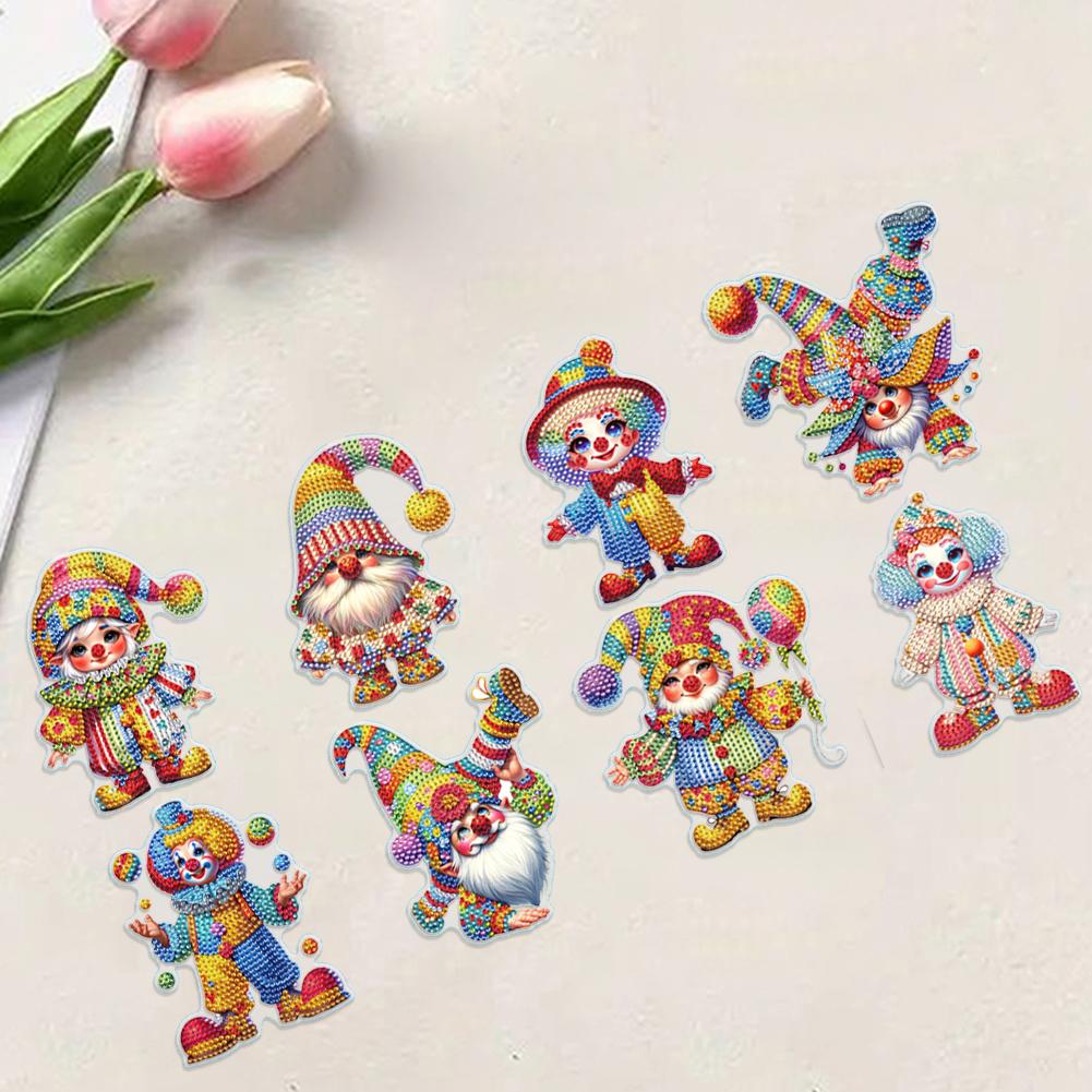 8 Pcs Diamond Art Stickers Cartoon Diamond Mosaic Sticker Diamond Art Painting Sticker Kits for Beginners Adults DIY Crafts