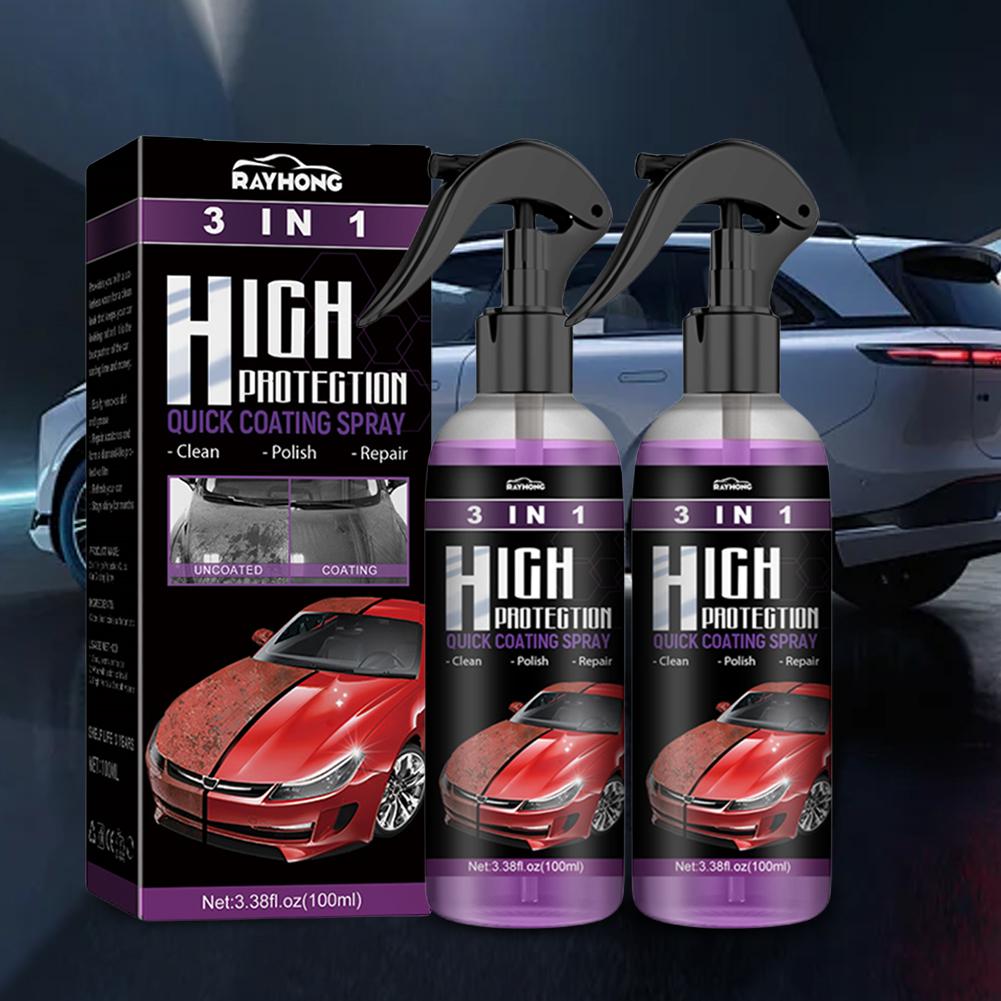 2/1 Set 3 In 1 Car Ceramic Coating Spray 100ml Car Paint Scratch Repair Remover Polishing Paint Coating Agent Car Scratch Repair