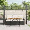 3 Seater Garden Sofa with Cushions & Table Black Poly Rattan