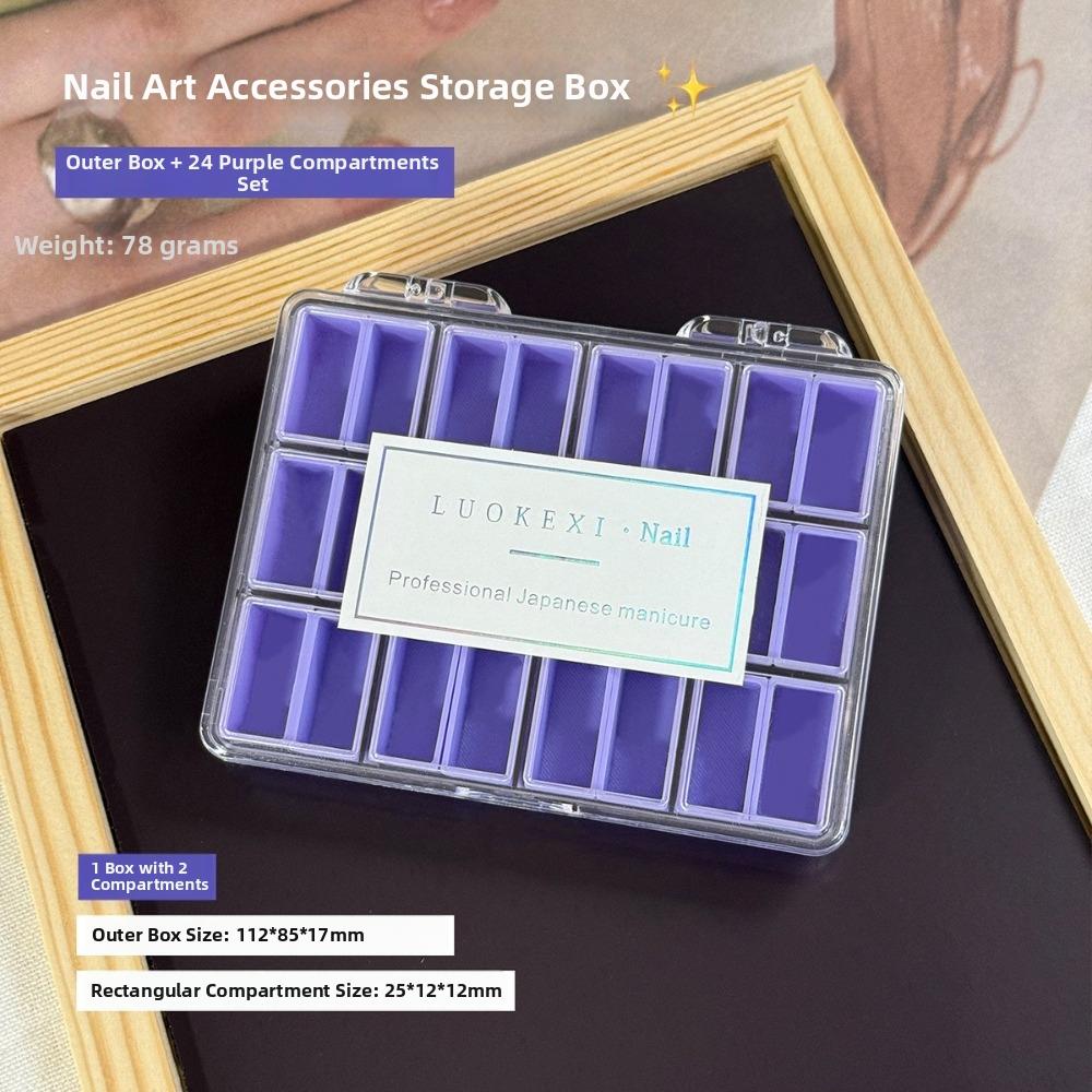Compartment Nail Art Storage Box 24/36/48Grids Nail Decoration Box  for Nail Art Decorations