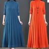 Knitted Dress for Autumn and Winter Half Turtleneck Loose A-line Sweater Dress Solid Color Long-sleeved Sweater