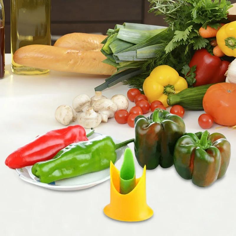 3 szt. Krajalnica do warzyw, owoców, papryki, narzędzia kuchenne, urządzenie do gotowania, wyjmator nasion z kuchni, kreatywne wykrawacz, gadżet do czyszczenia i usuwania gniazd nasiennych