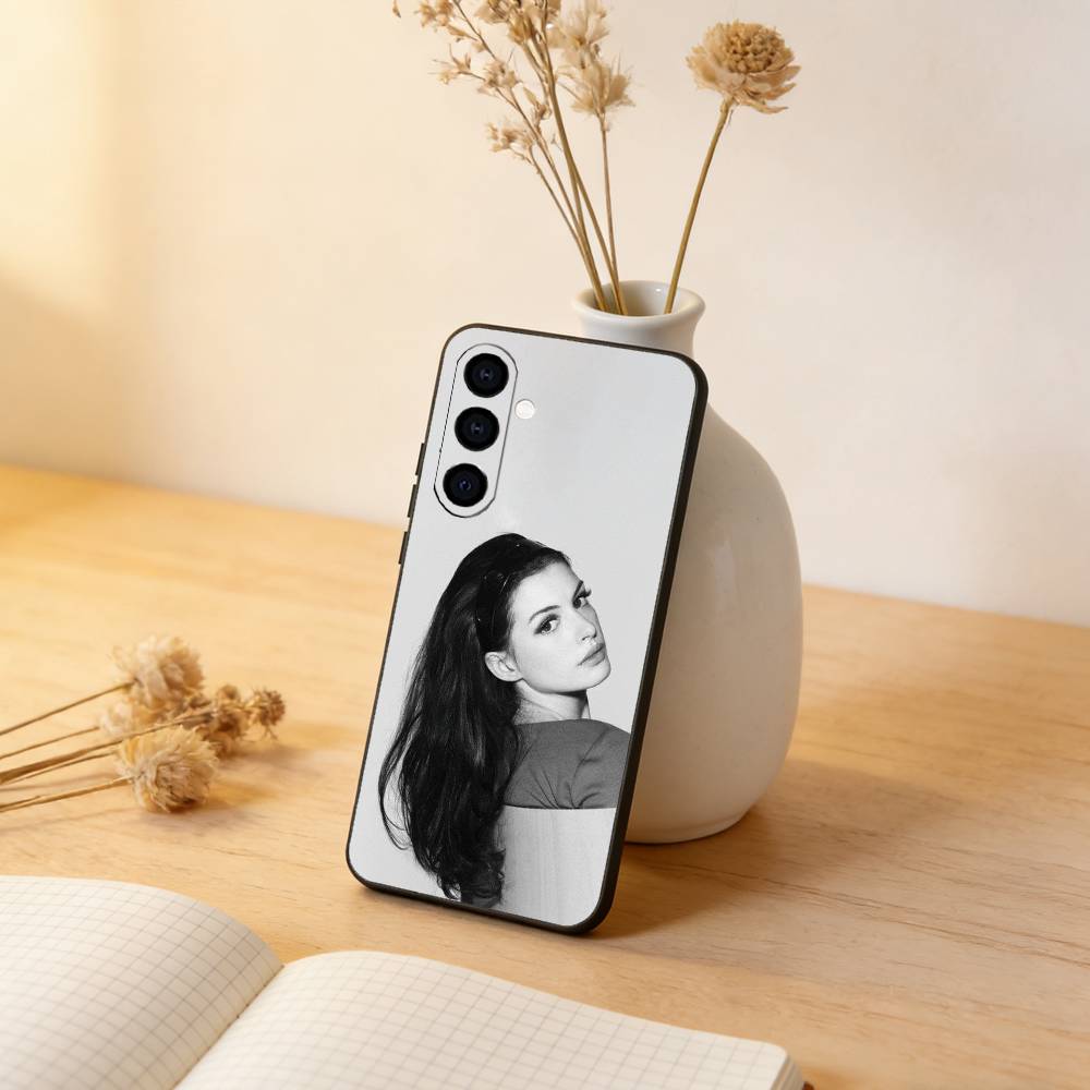 Anne Hathaway Phone Case Black Silicone Soft For Samsung Galaxy A73,A72,A71,A70,A53,A52,A51