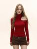 Retro Hong Kong Style Off-Shoulder High Neck Top - 260g Cotton Modal, Slimming Fit.