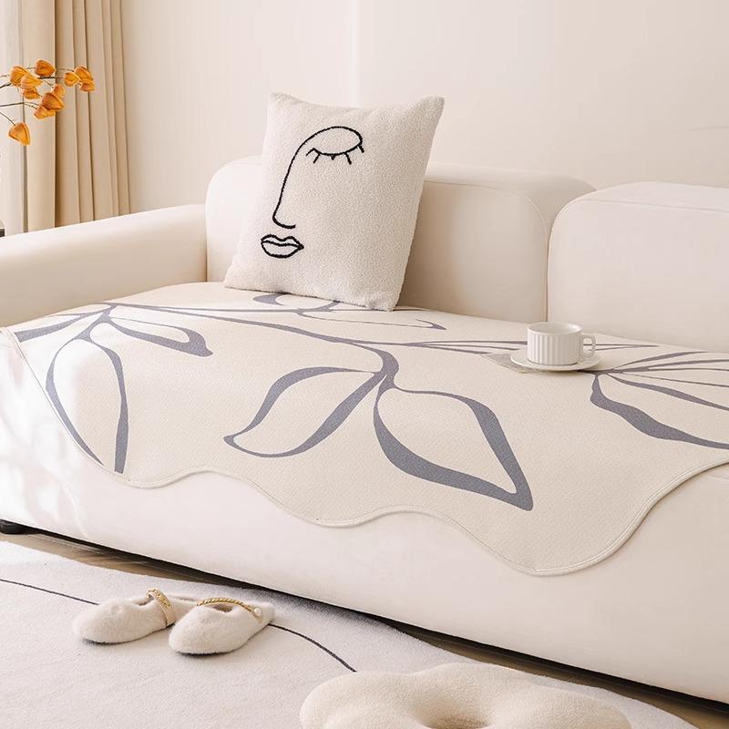

Irregular Special-Shaped Sofa Cushion, Advanced Sense, Straight Row Curved Seat Cushion, Cream Wind Non-Slip, Washable Sofa Cover Towel 90*90cm