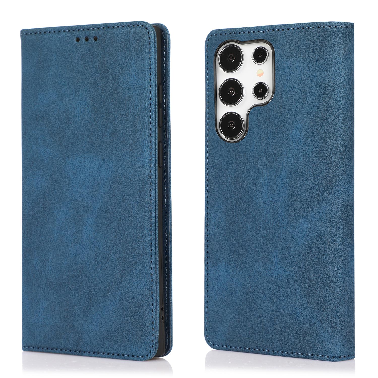 

For Samsung Galaxy S25 Ultra Case Wallet Magnetic Closing Leather Flip Phone Cover Blue
