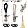 10 Pieces of Towel Clips, Metal Kitchen Towels Clips, Braided Cotton Loop, Sturdy and Durable, Effective Space Saving, Suitable for Home Kitchen