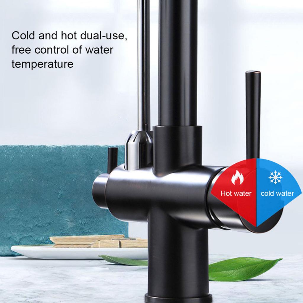 G1Celsius2 Modern 3 In 1 Filter Purifier Kitchen Faucet Double Handle PullOut Sink Hot Cold Water Tap(Electroplated )