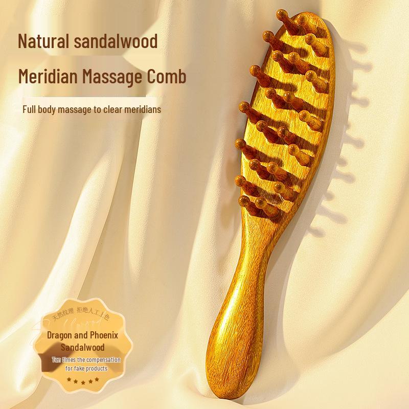 Sandalwood Round Disc Scalp Massage Comb for Hair Nourishing and Follicle Health
