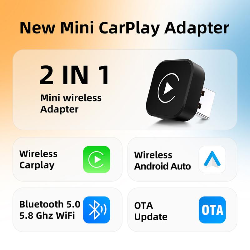 2025 Upgraded Wireless CarPlay Adapter Wireless Android Auto AI Smart Box Intelligent Systems for Wired CarPlay Car