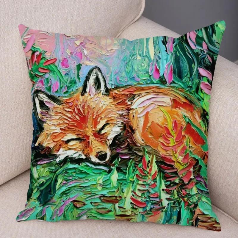 Colorful Pet Shepherd Dog Cushion Cover Pillow Case Pillow Covers Decor Oil Painting Cartoon Animal  Pillowcase 45x45