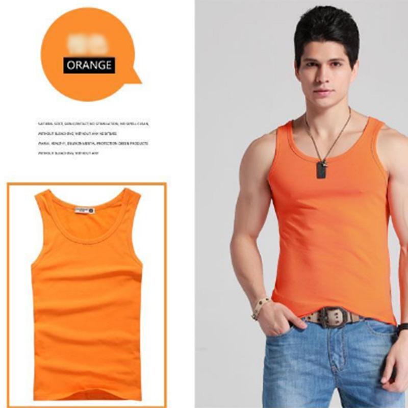 Men's Sports and Leisure Vest Solid Color Cotton Bottoming Elastic Fitness Tight Sports Hurdle Running Sweat-absorbing
