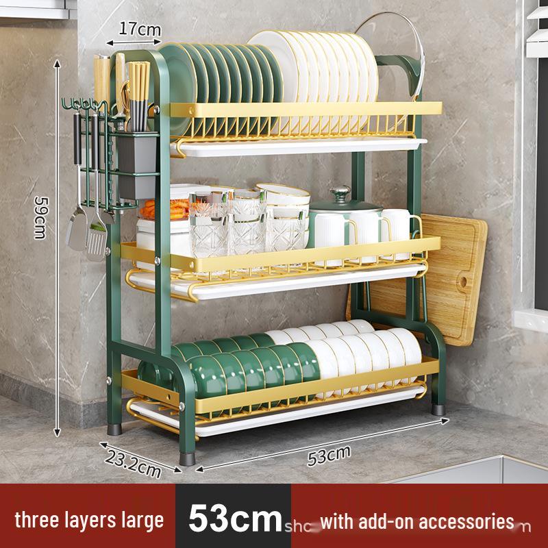 Multifunctional Kitchen Dish Rack: Countertop Draining Rack with Chopstick and Knife Holder for Dish Cabinets