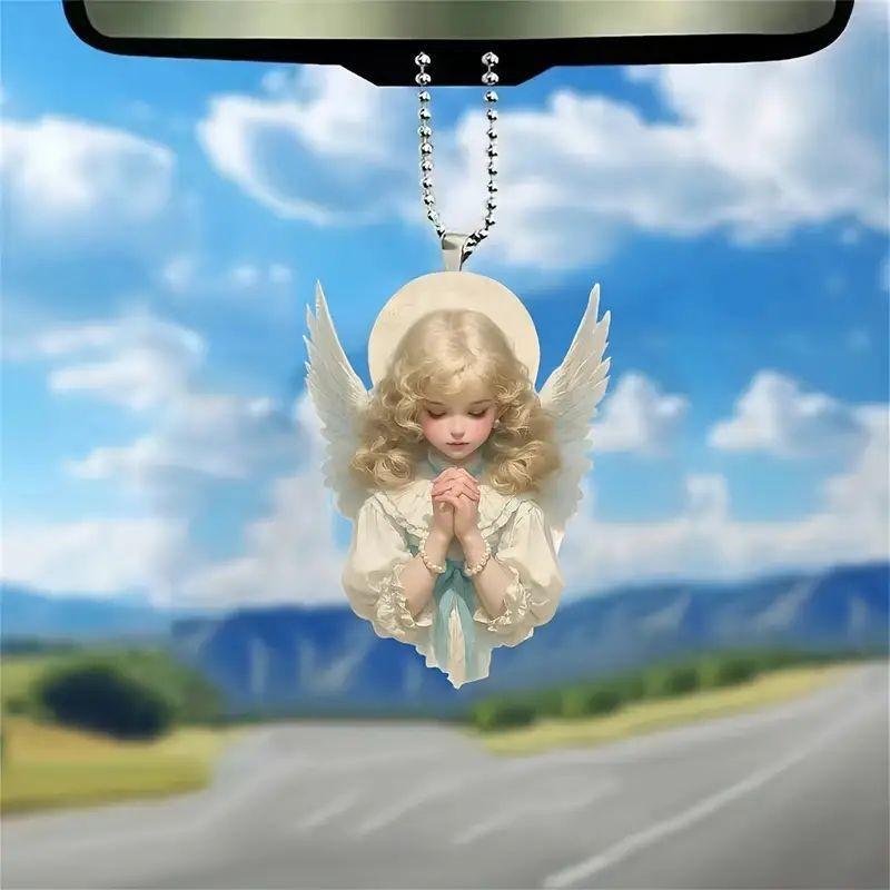 Cute Acrylic Angel Pendant Car Interior Accessory For Rearview Mirror Decoration