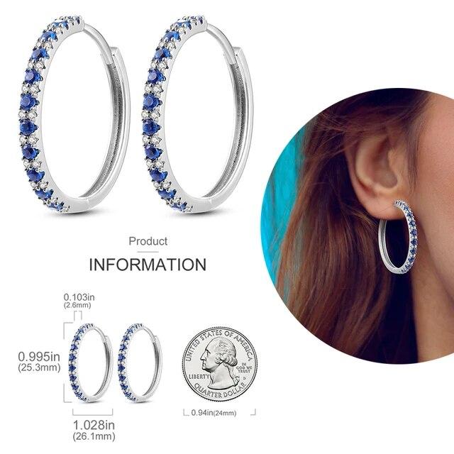 Brincos de argola de prata 925 para mulheres, brilhantes, pavê, cz, joias finas de luxo, brinco