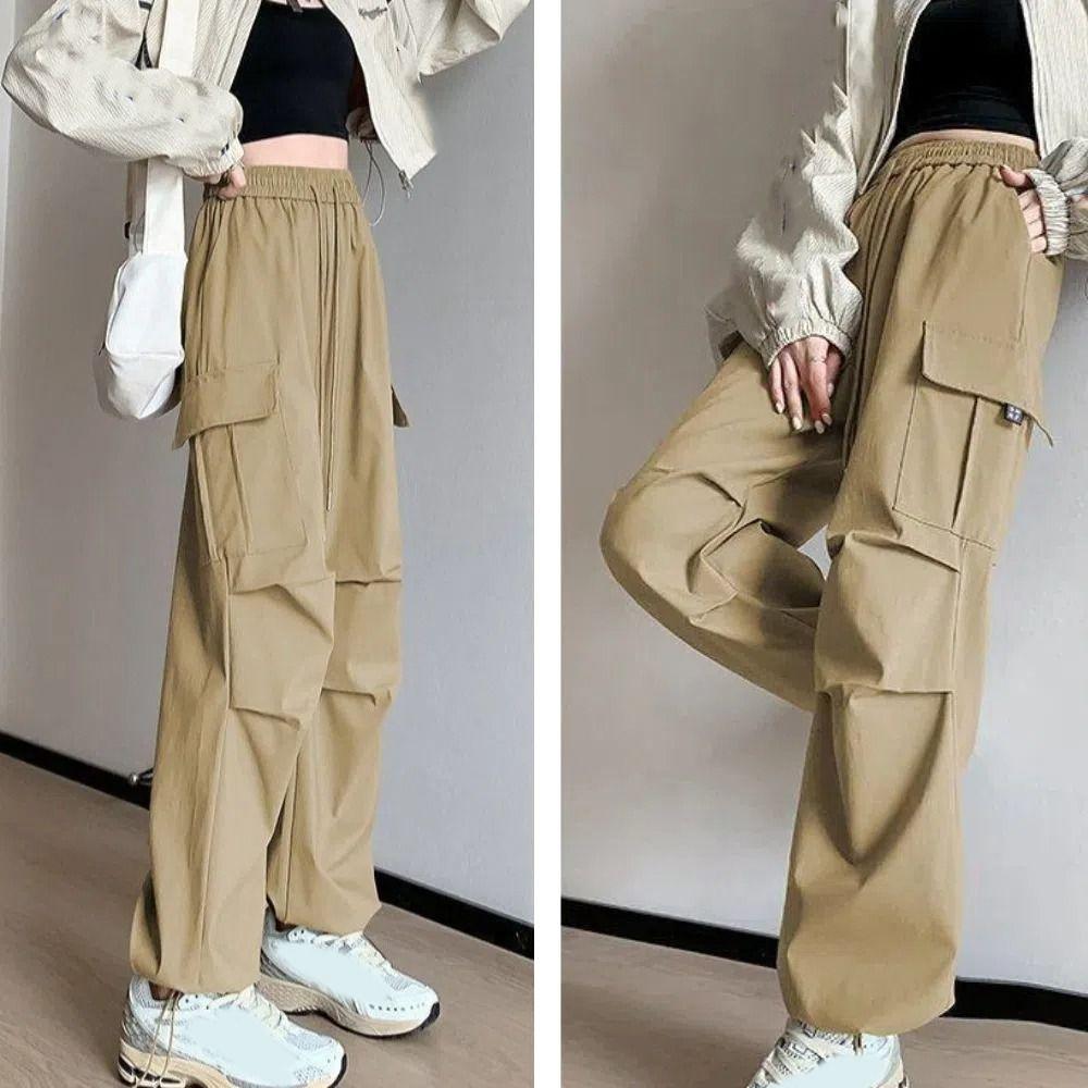 Solid Color High Waist Trousers Straight Sweat Pants Women Fashion Wide Leg Loose Pants  Sports