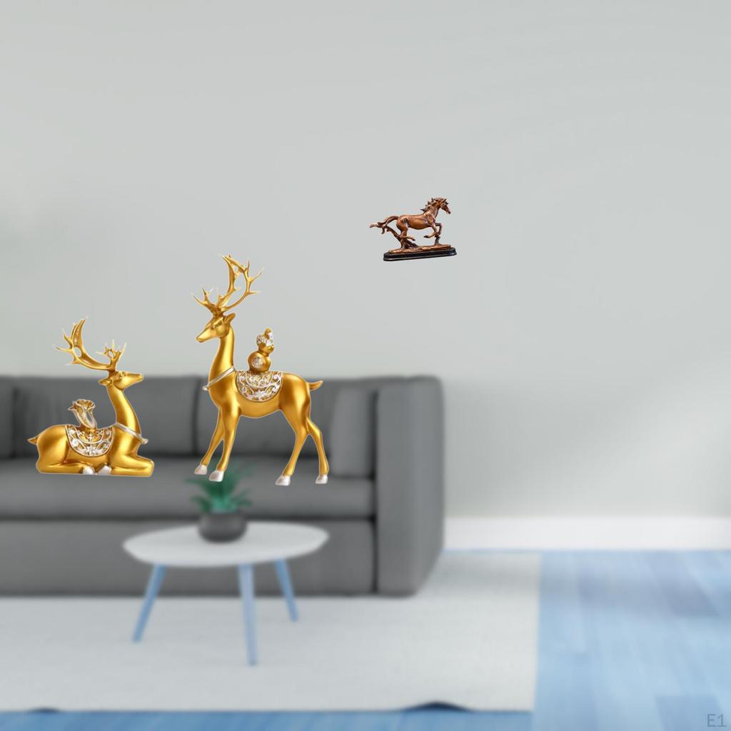 Deer Reindeer Elk Horse Figurines Sculptures Collectible Artwork Statues Ornaments Decorative Shelf