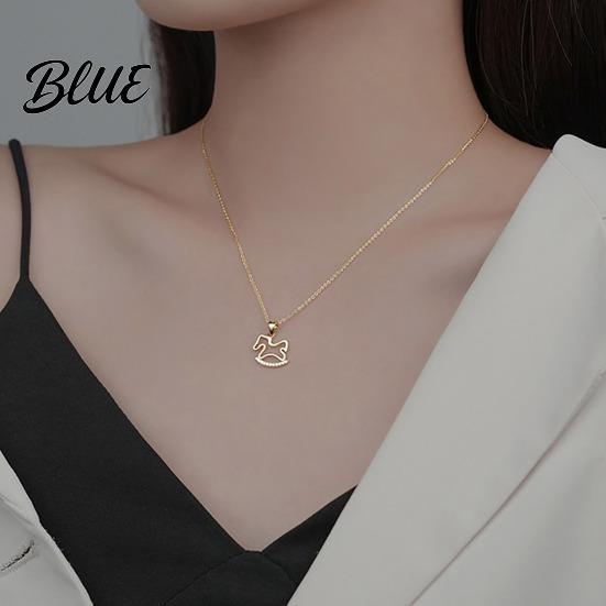 Lightweight Necklace Rocking Horse Pendant Women Charm Cute Exquisite Rhinestone