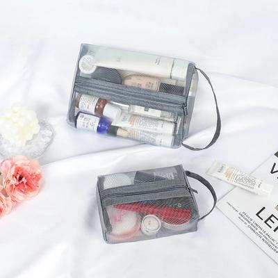 Bolsa de armazenamento multifuncional portátil para cosméticos, nécessaire com zíper, organizador de maquiagem em tela transparente, bolsa de higiene pessoal.