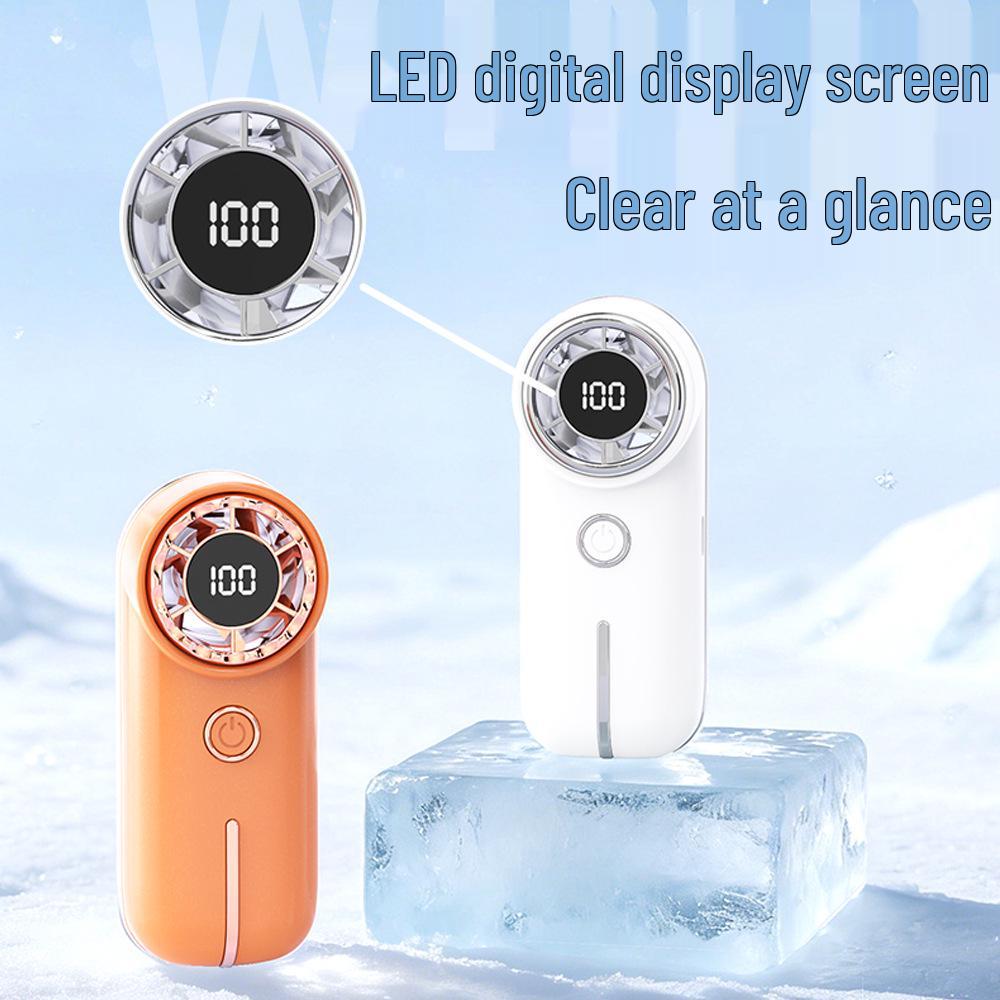 Rechargeable Handheld Mini Fan with Digital Display - High-Speed, Strong Wind Turbine for Office Use