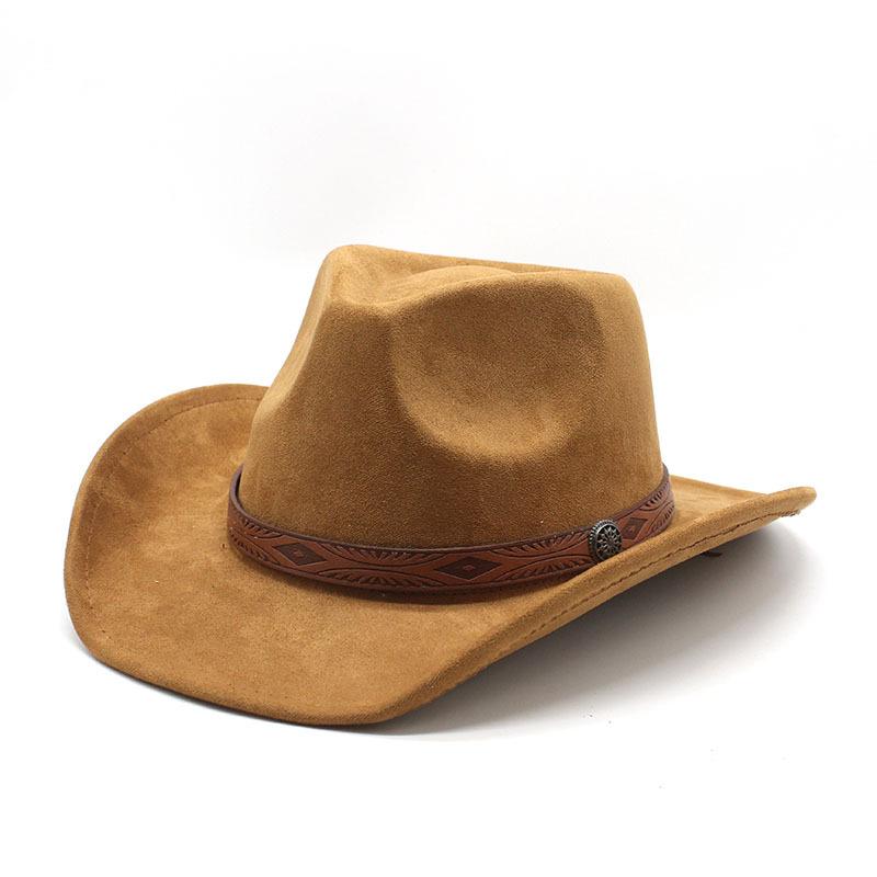 Western Ethnic Style Cowboy Top Hat Trendy Suede Top Hat