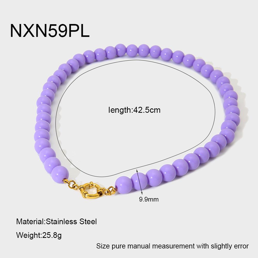 Summer Candy Color Sweet Heart Beaded Necklace - Versatile Girly Clavicle Chain