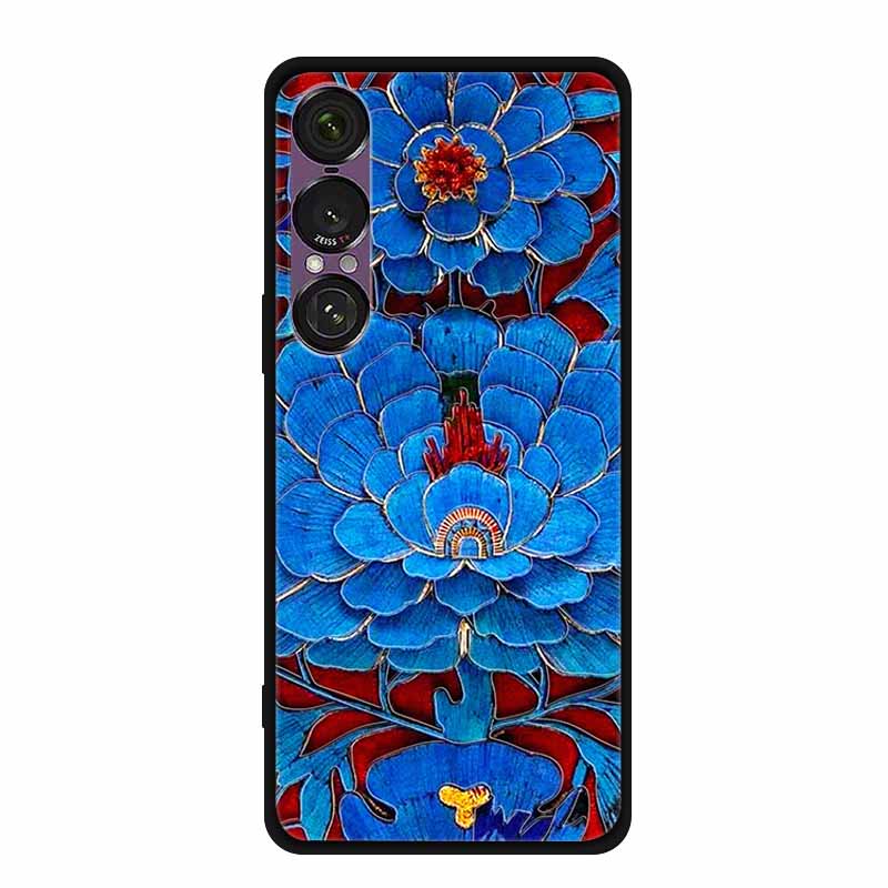 3D Emboss Case For Sony Xperia 1 VII 5G Case Flowers TPU Soft Silicone Back Cover For Sony Xperia 1 VII 2025 Phone Case XQ-FS54
