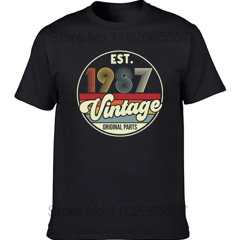 Klasické 1987 Originální Vintage Edice Retro Narozeninová Trička Letní Grafické Bavlněné Streetwear Krátký Rukáv Dárkové Tričko