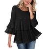 Ladies' Loose Casual Fashionable Knitted Patchwork Sequin Multi-layer Loose Top