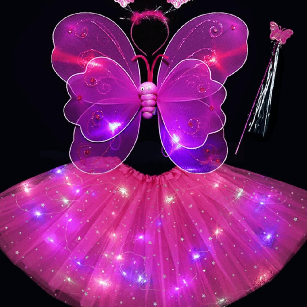 Funny Glowing Butterfly Wings Luminous Princess Dress Costume  Birthday Gift